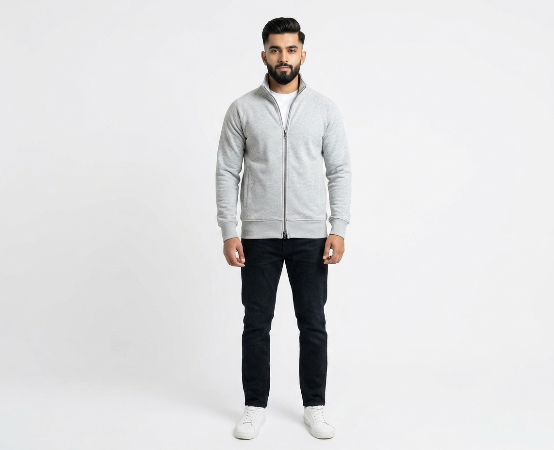 Full-Zip Mock Neck Hoodie - Image 2