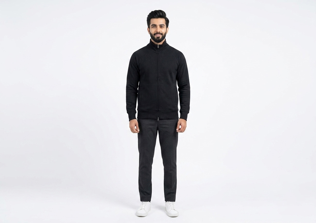 Full-Zip Mock Neck Hoodie