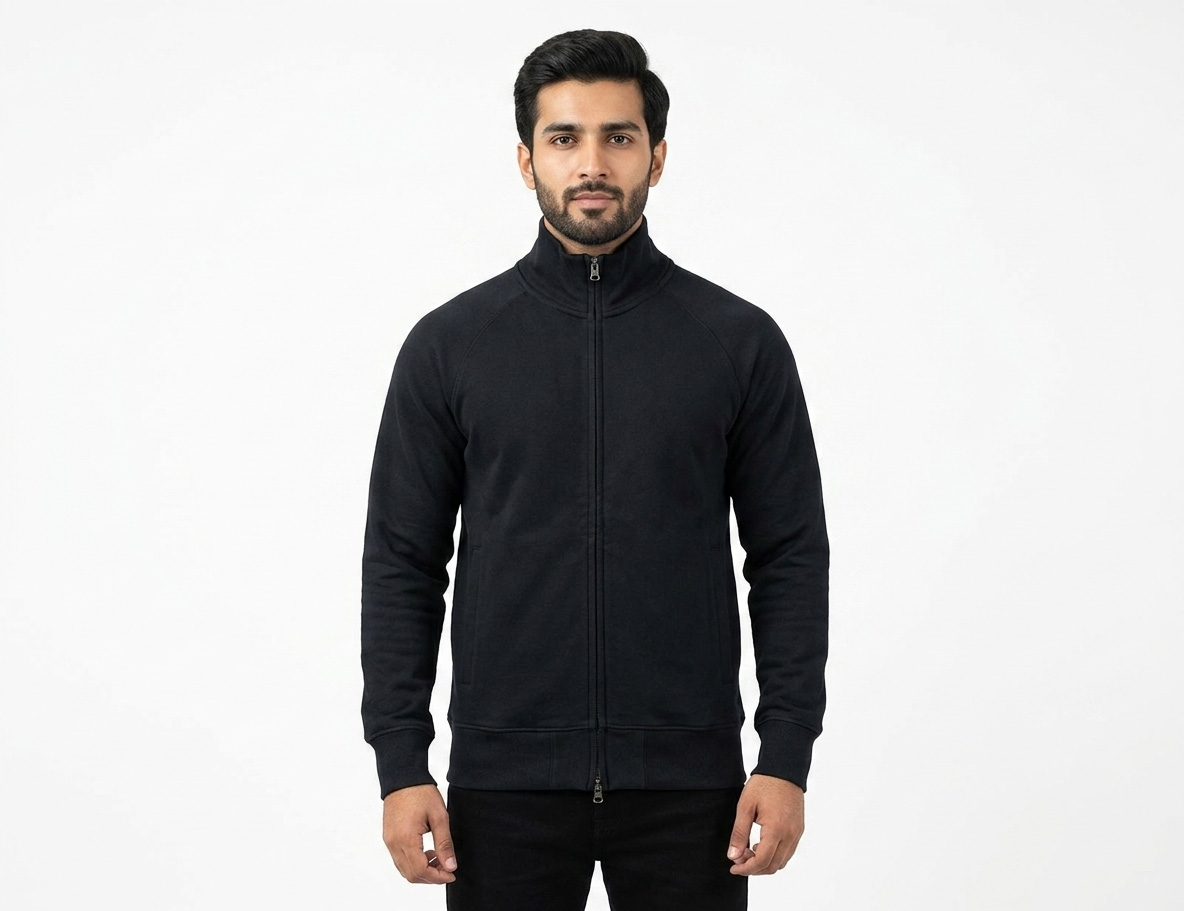 Full-Zip Mock Neck Hoodie - Image 3