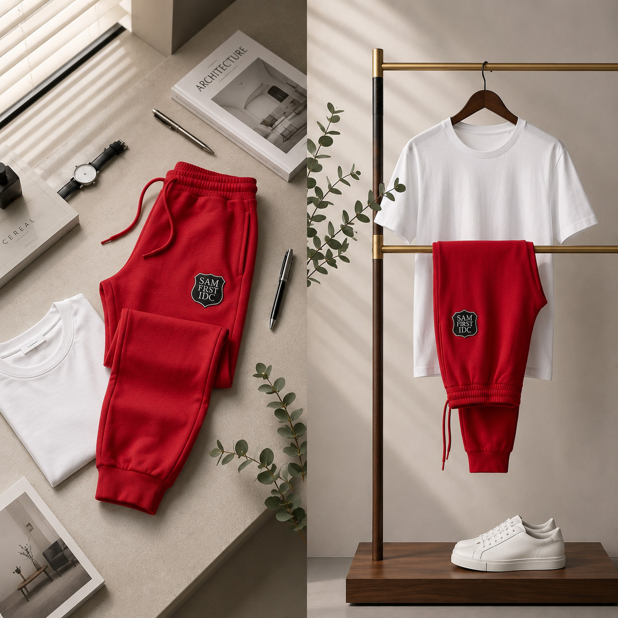 Men's Premium Red Slim Fit Fleece Trouser - Image 2