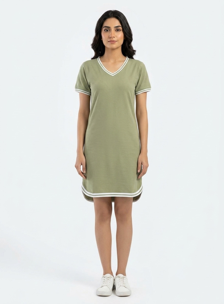 Women's Premium V-Neck T-Shirt Dress - Image 2