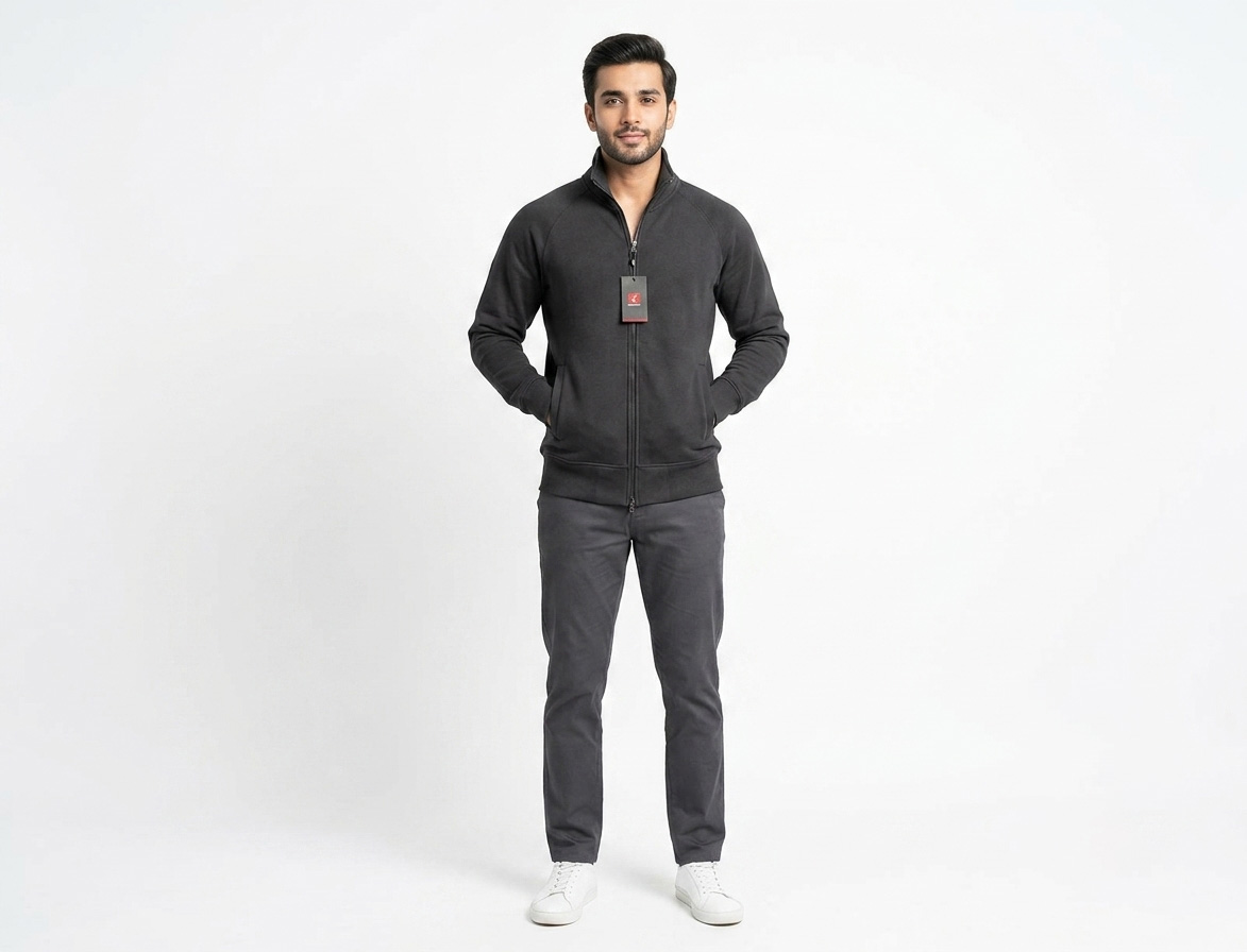 Full-Zip Mock Neck Hoodie - Image 4