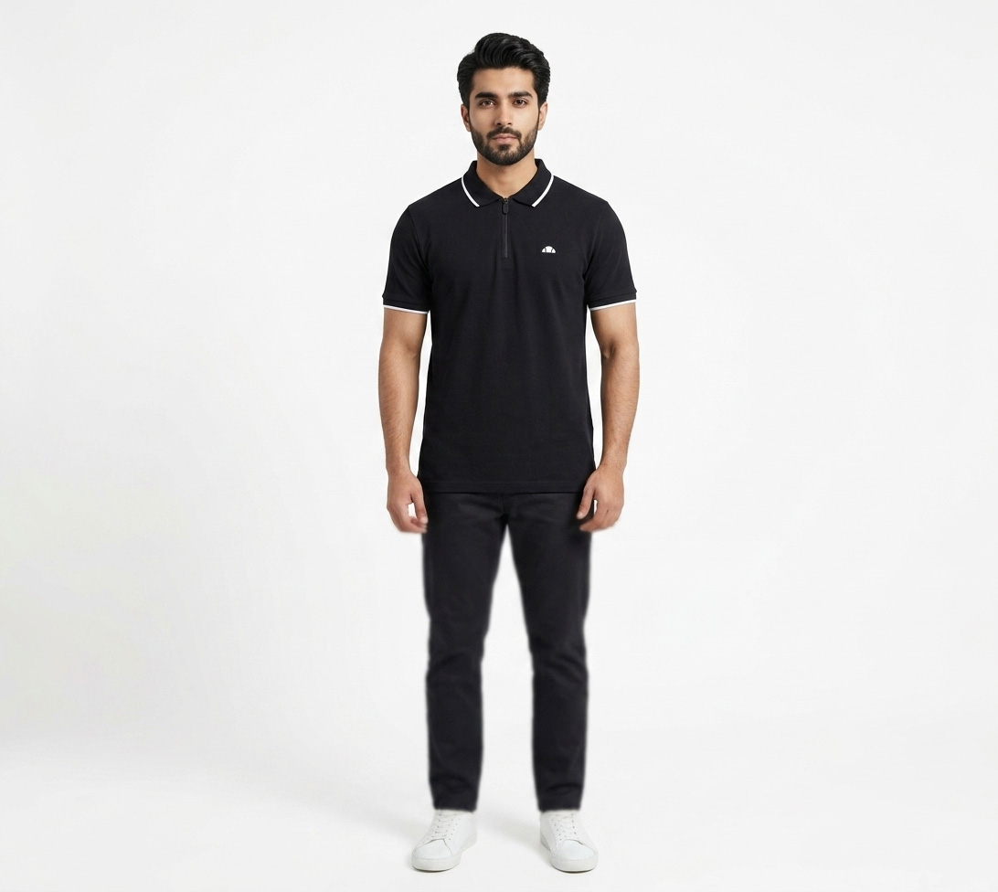 Men's Premium Quarter-Zip Tipped Polo Shirt - Image 2