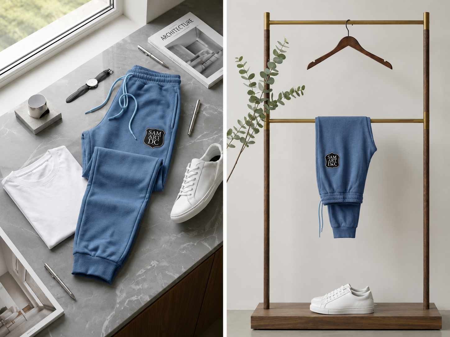 Men's Premium Sky Blue Slim Fit Fleece Trouser - Image 2