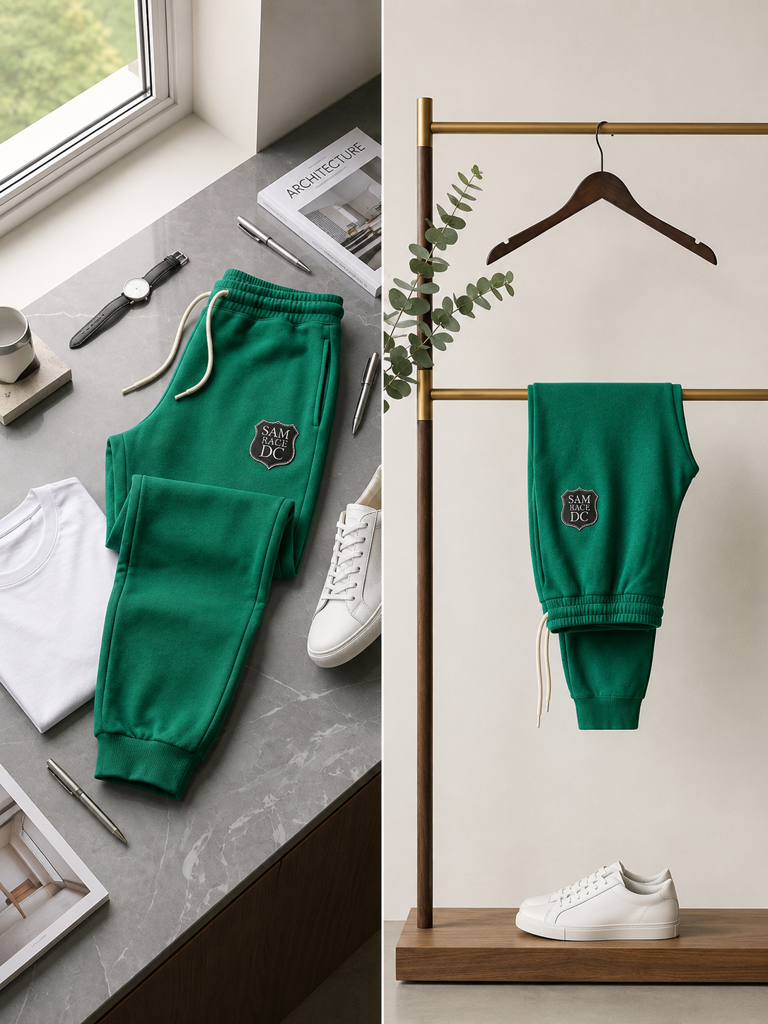 Men's Premium Green Slim Fit Fleece Trouser - Image 2